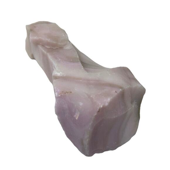 Pink Swirl Milk Glass Art Glass Cullet Glowing Uranium Slag Glass #5GX97 - Picture 5 of 7